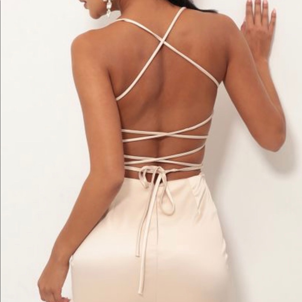 lucy in the sky satin champagne dress